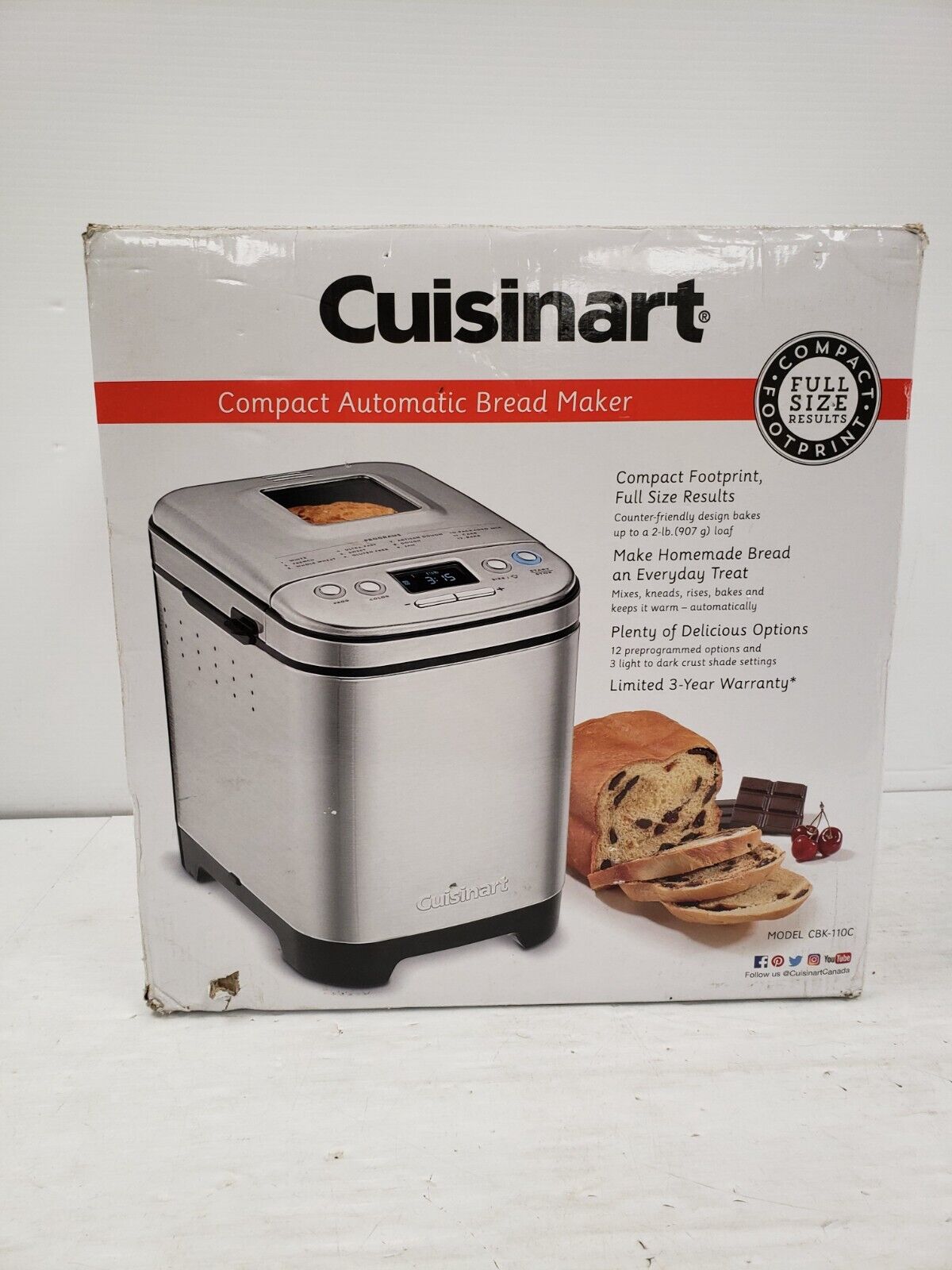 (64534-4) Cuisinart CBK-110C Compact Automatic Bread Maker