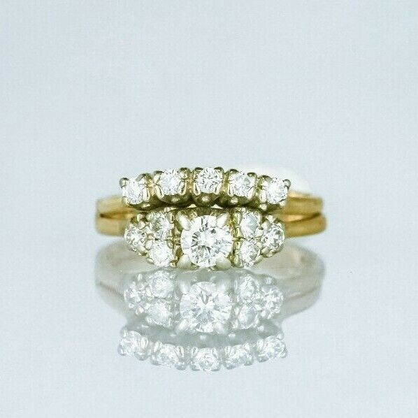 (I-804-200A) 14k duo gold multistone diamond ringset *SOLDERED*