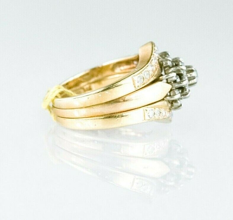 (I-769-021) set of 3 10k-14k duo gold multistone diamond ringset *SOLDERED*