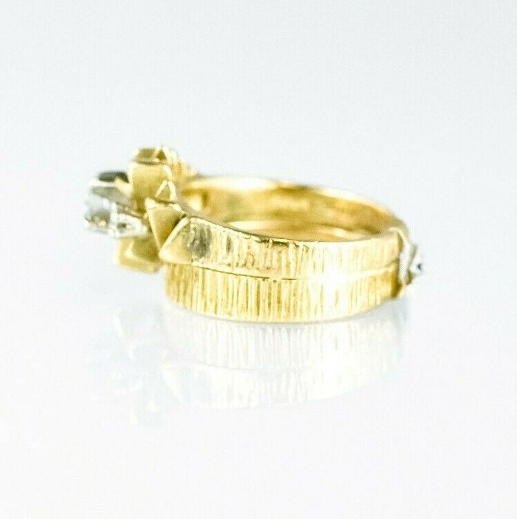 (I-1292-646A) 18k gold multistone diamond 2pc ringset *SOLDERED*