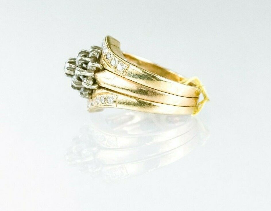 (I-769-021) set of 3 10k-14k duo gold multistone diamond ringset *SOLDERED*