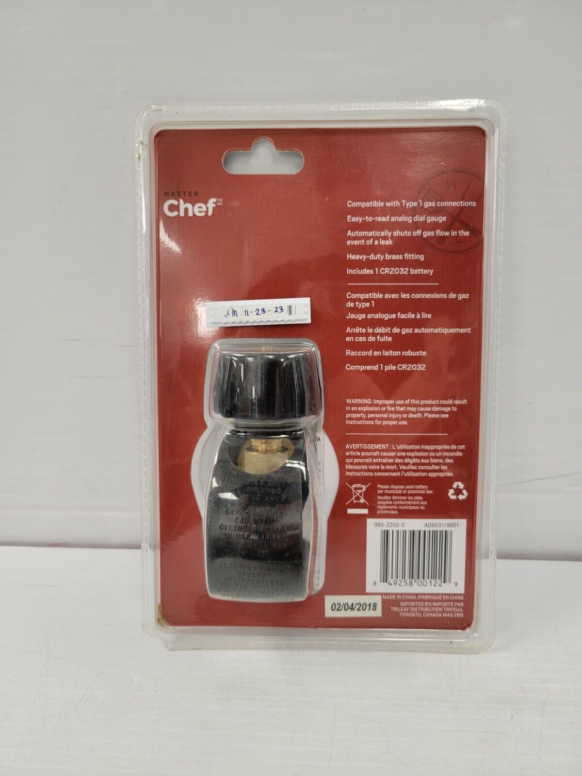(51154-3) Master Chef 085-2250-0 Propane Tank Gauge