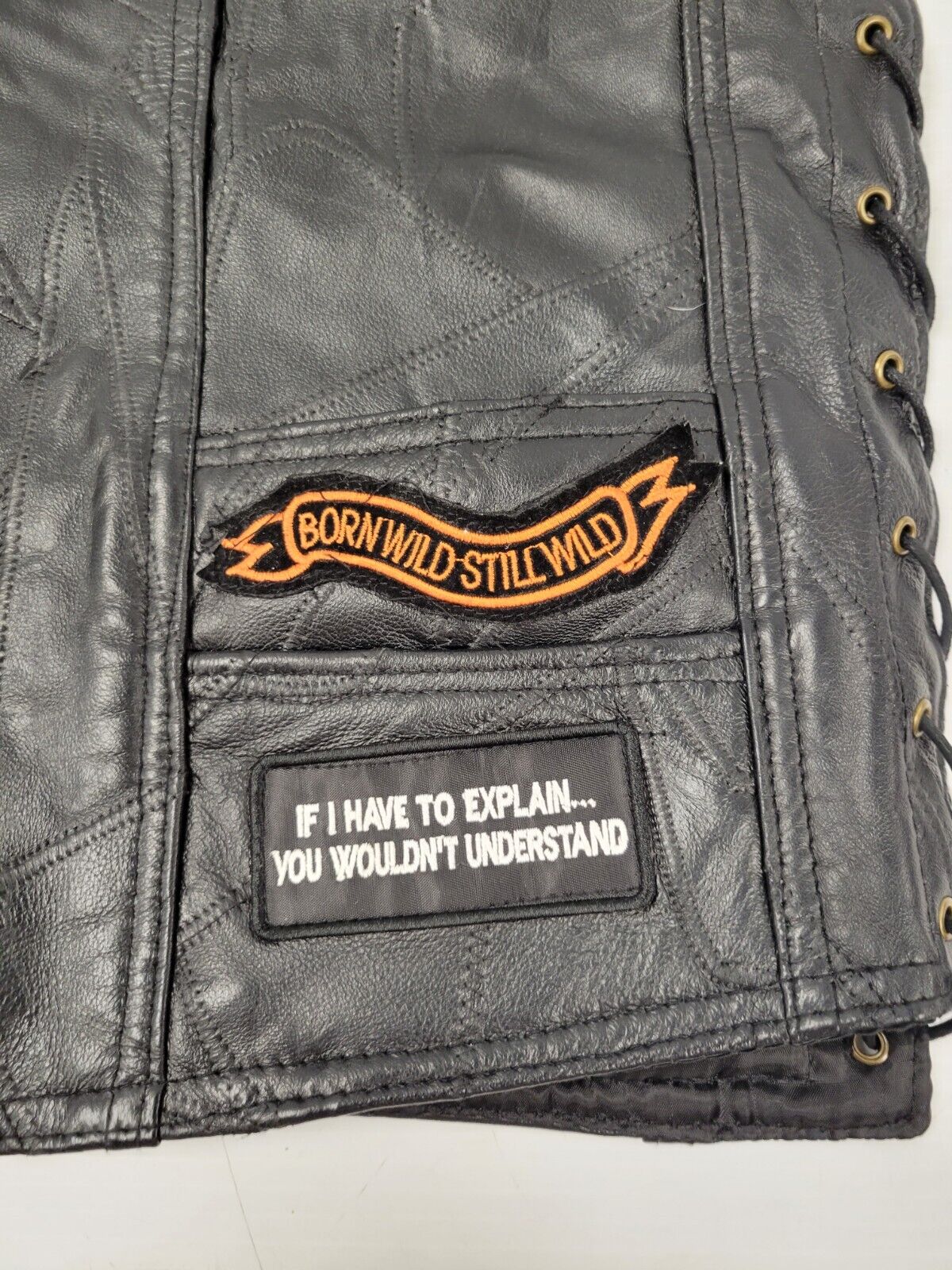 (49196-1B) Diamond Plate Leather Vest - Size L