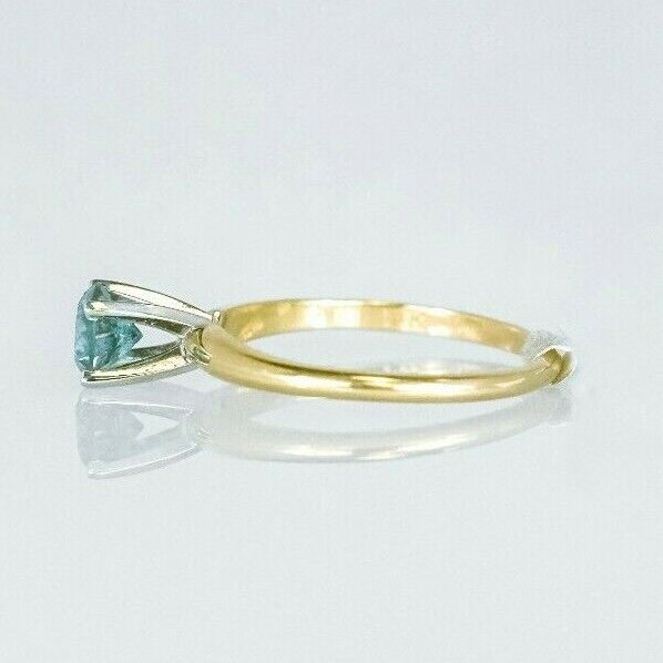 (I-5442-513A) 14k duo gold blue diamond solitaire ring