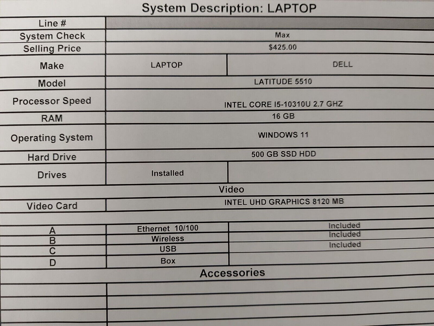 (N84532-1) Dell Latitude 5510 Laptop