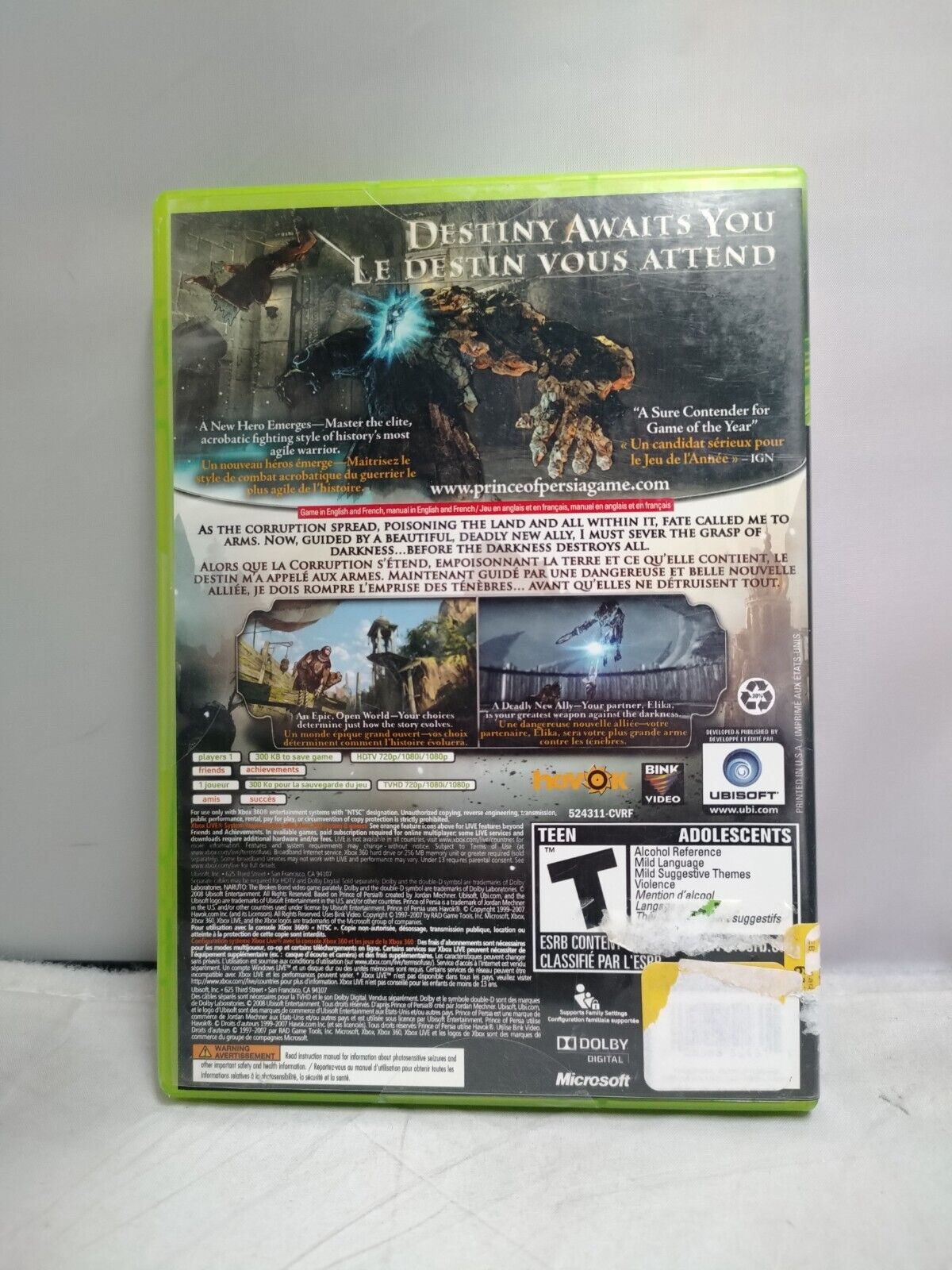 (LUP) Prince of Persia (Microsoft Xbox 360, 2008)