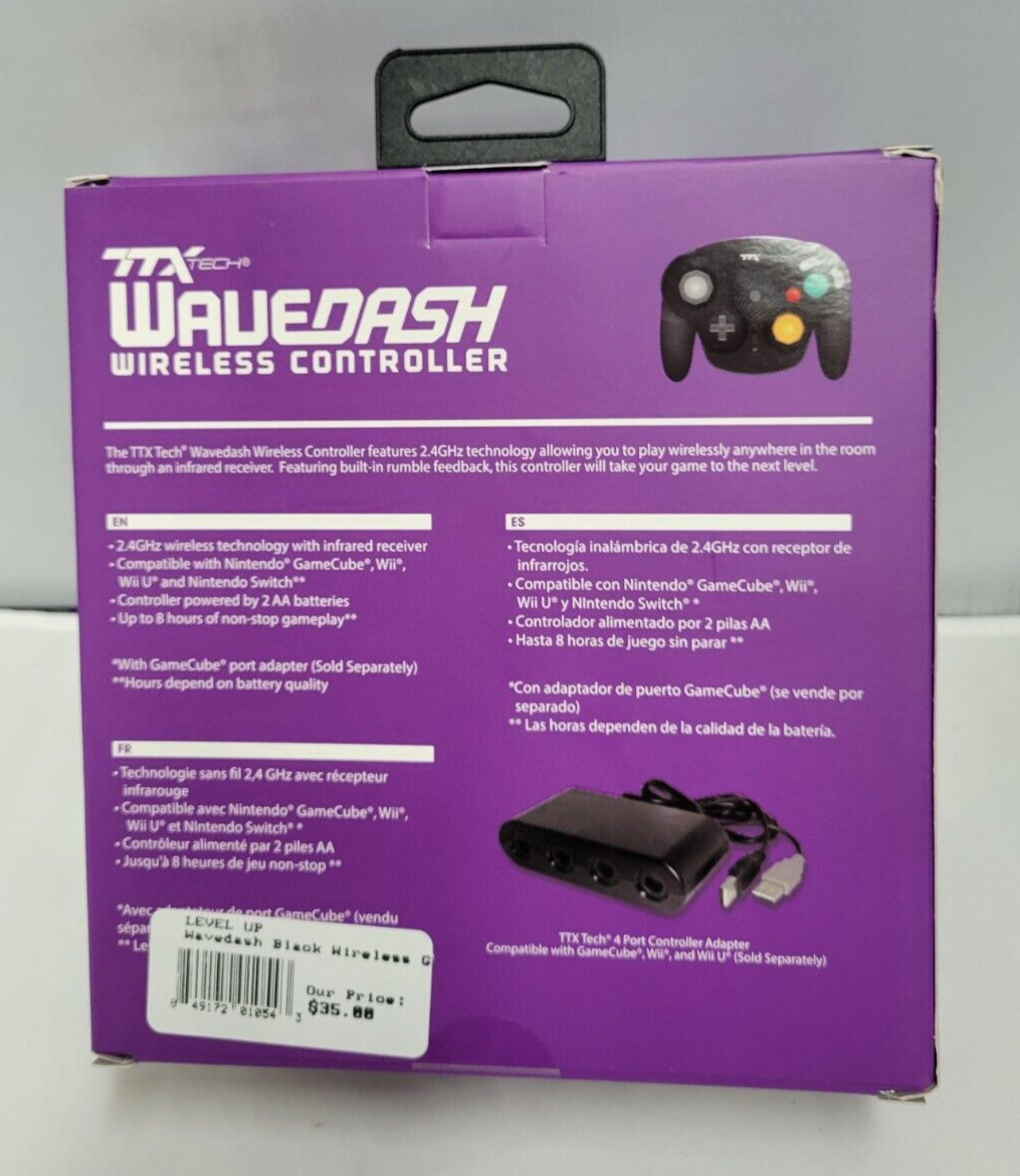 (LUP) Wavedash Black Wireless Controller For GameCube