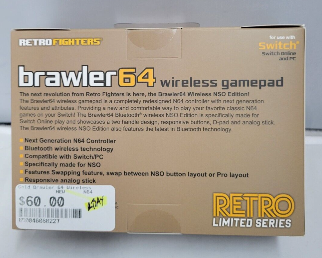 (LUP) Brawler64 Bluetooth NSO Gold Limited Edition - Switch Online Controller