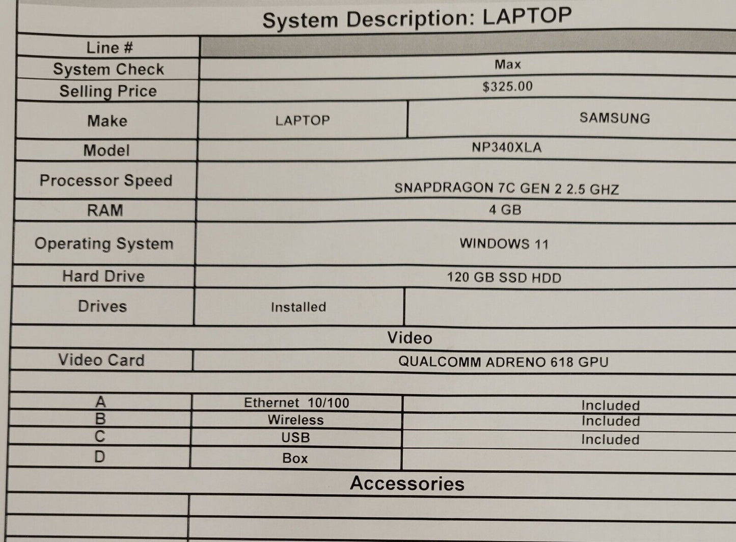 (60938-1) Samsung NP340XLA Laptop