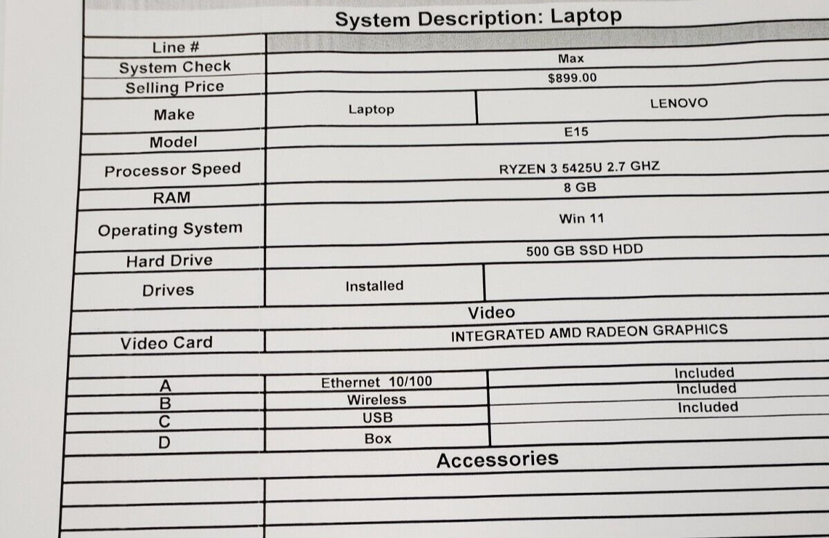 (42757-1) Lenovo Thinkpad A15 Gen 4 Laptop