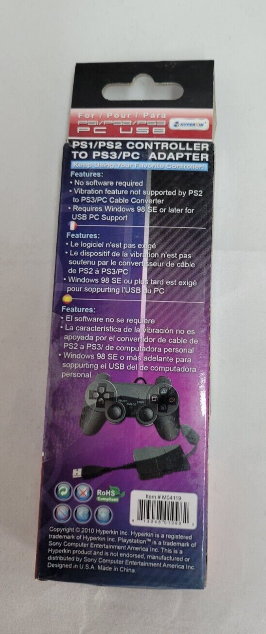 (LUP) PS1 PS2 Controller to PS3 PC Computer USB Adapter Converter