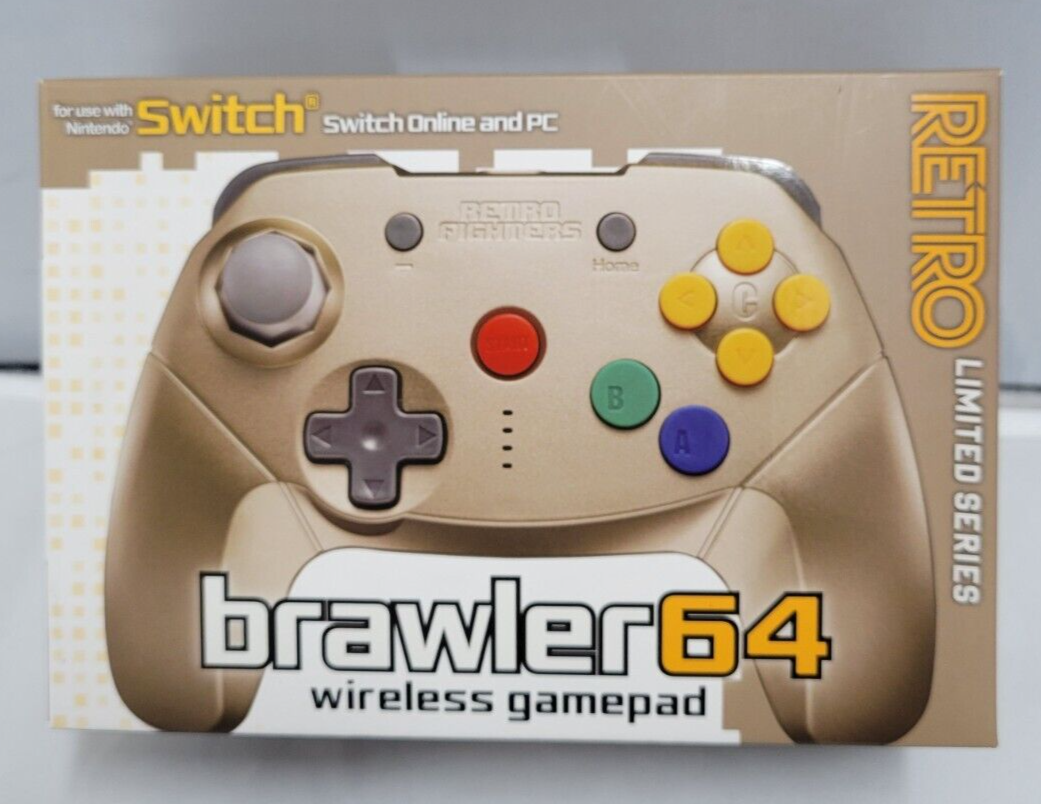 (LUP) Brawler64 Bluetooth NSO Gold Limited Edition - Switch Online Controller