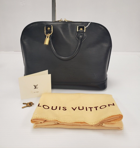 (I-30575) Louis Vuitton Alma Black EPI MM Handbag