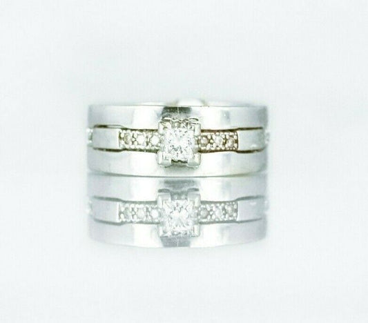 (I-7187-193) 14k white gold multistone diamond 3 piece ringset *SOLDERED*