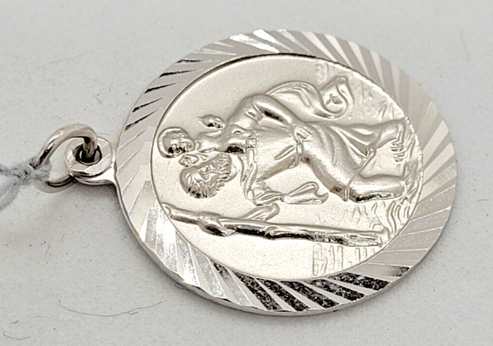 (NI-14005) Unisex 10K White Gold St. Christopher Medallion