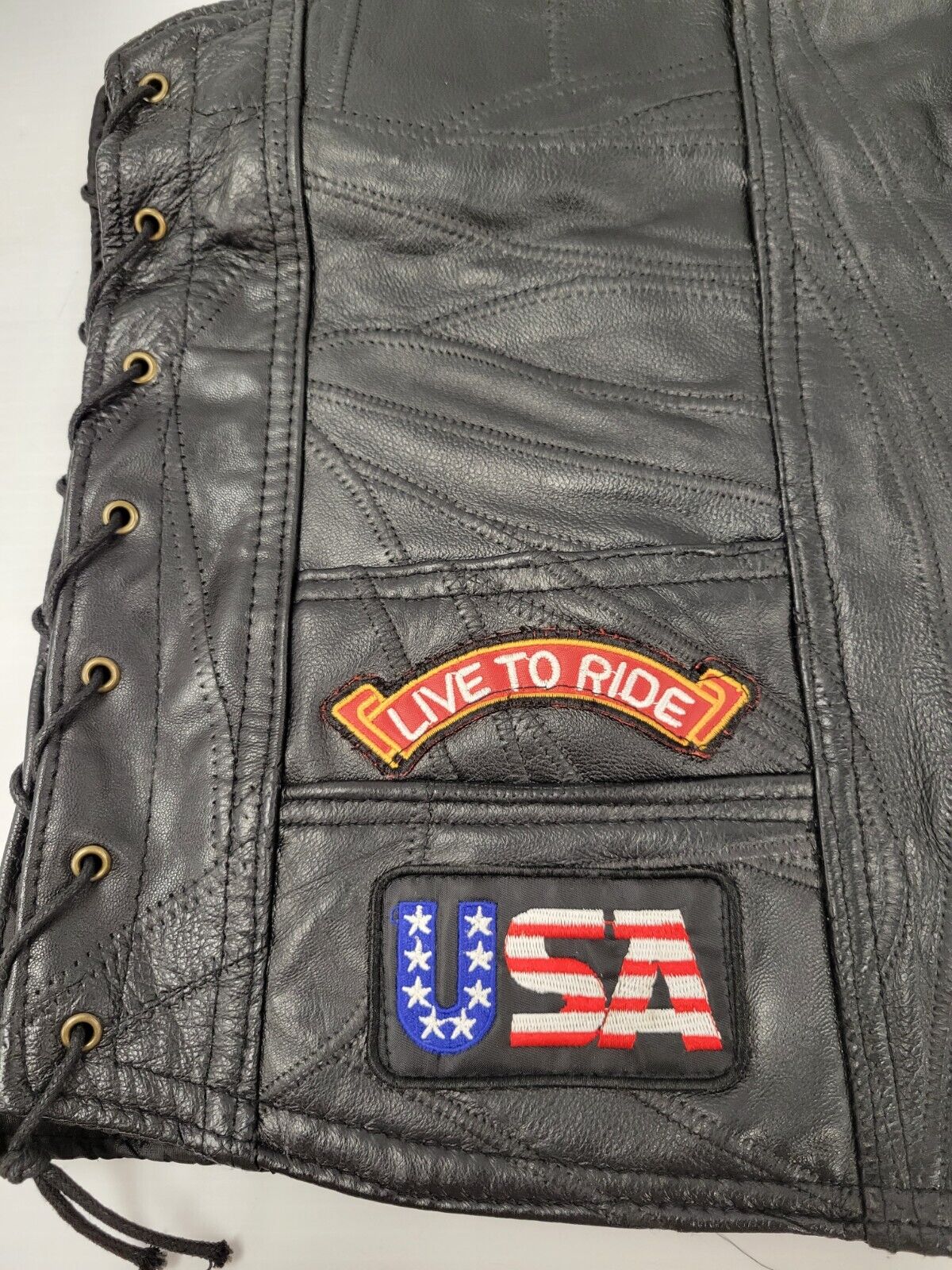 (49196-1B) Diamond Plate Leather Vest - Size L