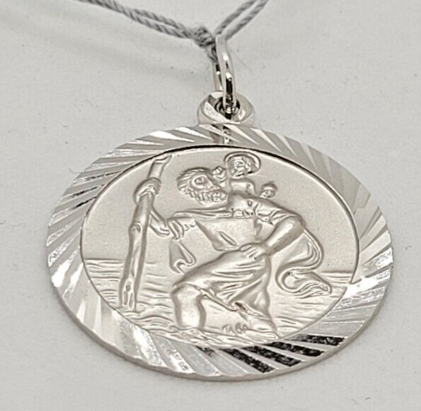 (NI-14005) Unisex 10K White Gold St. Christopher Medallion