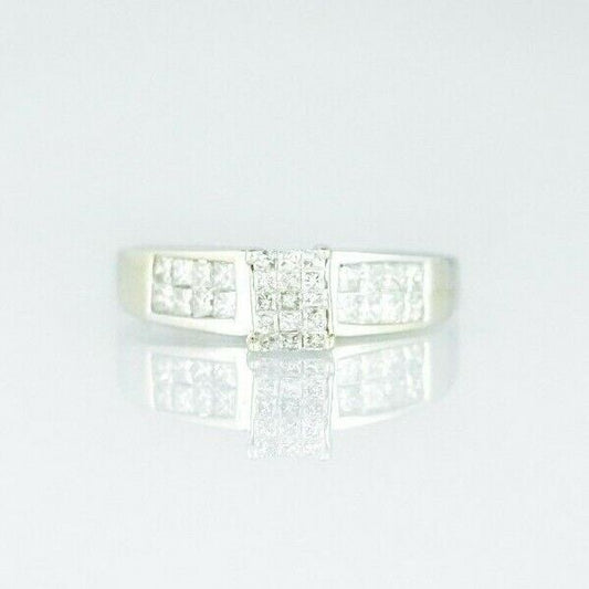 (I-285-427A) 14k white gold multistone princess cut diamond ring