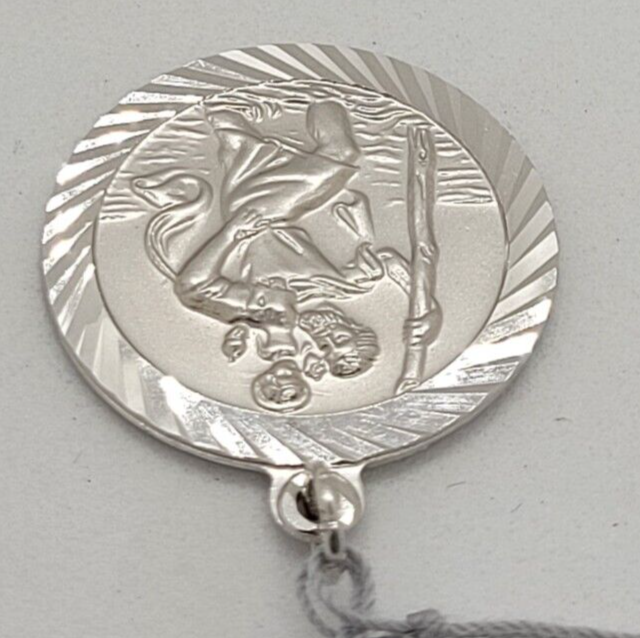 (NI-14005) Unisex 10K White Gold St. Christopher Medallion