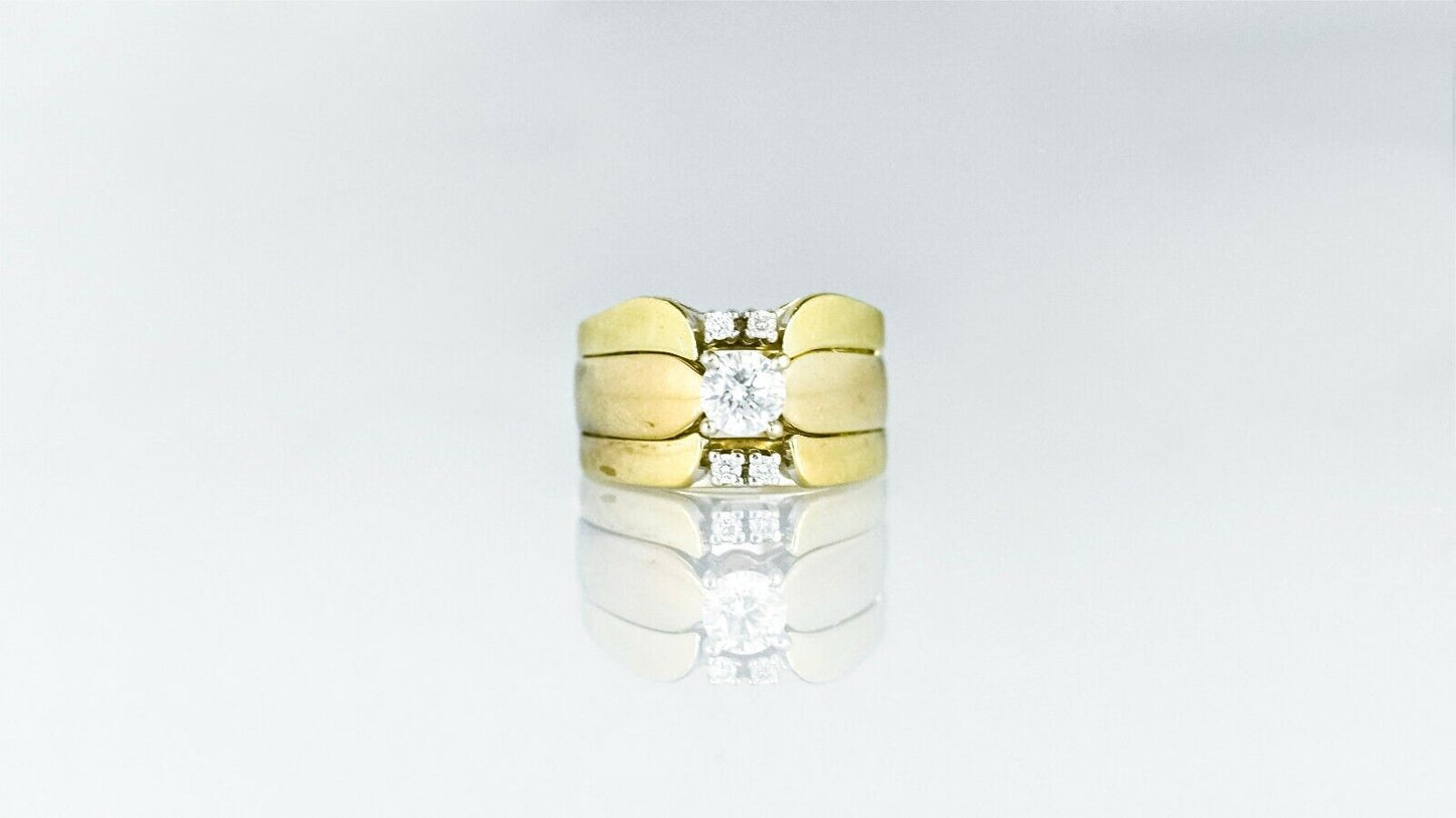 (I-5221-435A)set of 3, 14k&18k duo gold multistone diamond ringset *SOLDERED*