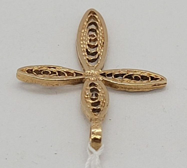 (N71505-4) Ladies 10K Yellow Gold Lace Cross Pendent