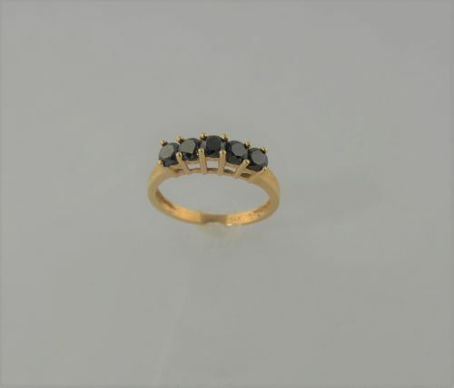 (I-5156-490) 14K GOLD MULTISTONE BLACK DIAMOND RING